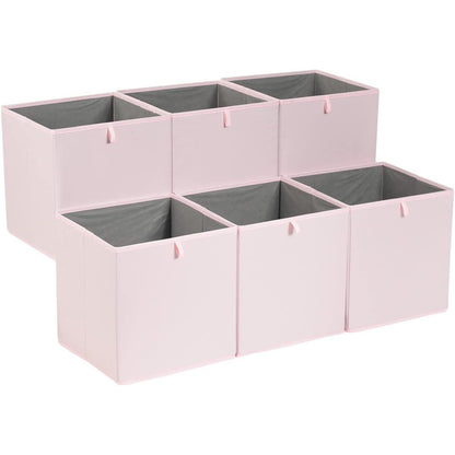 256071 - AMAZON BASICS Kube Ruajtjeje prej Pëlhure të Palosshme, 33 x 38 x 33 cm, Rozë Bozhure, Pako me 6 copë