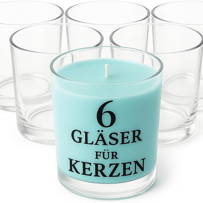 214609 - GLASMARK KROSNO Kavanoz Qirinjsh Set me 6, Gota Transparente Boshe për Bërjen e Qirinjve, 500 ml