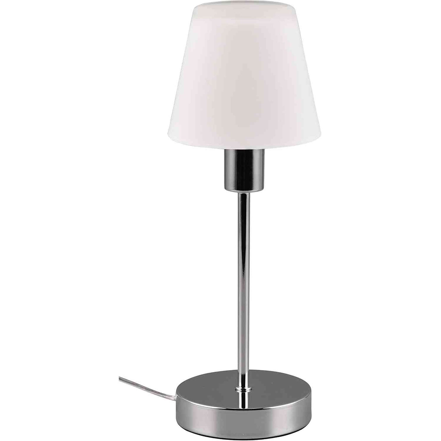 214946 - TRIO LIGHTING Llambë tavoline Luis II 595700106, metal krom, xham saten i bardhë, pa 1 llambë E14