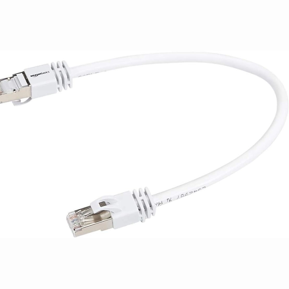 274013 - AMAZON BASICS Kabllo Patch me Shpejtësi të Lartë, RJ45 Cat7, Gigabit Ethernet, e bardhë, 0.3 m, 5 copë