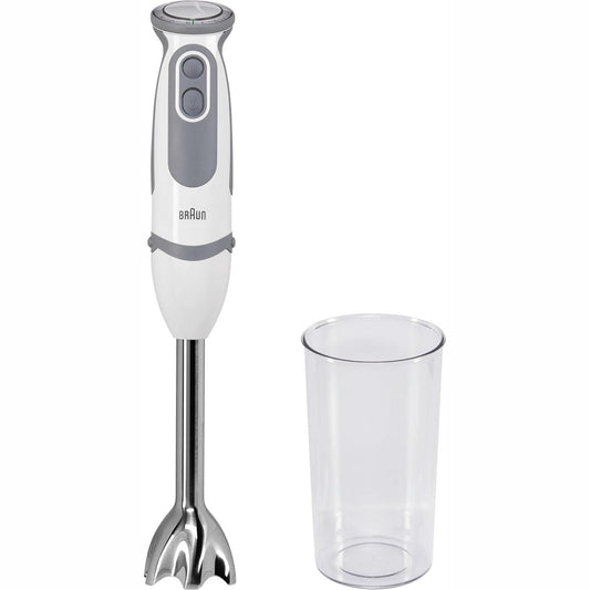 162368 - BRAUN Minipimer MultiQuick 5 Vario MQ5200 - Zhytës me 21 Shpejtësi, Fuqi 1000W, Gotë Kapaciteti 600ml, Dorezë Ergonomike, 1 Aksesor, Ngjyra e Bardhë/Gri