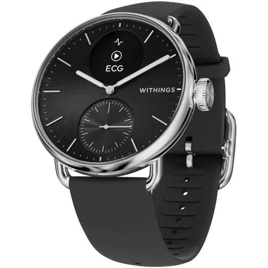 298941 - WITHINGS ScanWatch 2 – Orë inteligjente shëndetësore 38 mm për burra dhe gra, EKG, SpO2, Temperaturë, Gjurmues gjumi, Shëndeti i frymëmarrjes, Rezistente ndaj ujit, Jetëgjatësi baterie 35-ditore, Android dhe iOS, E zezë