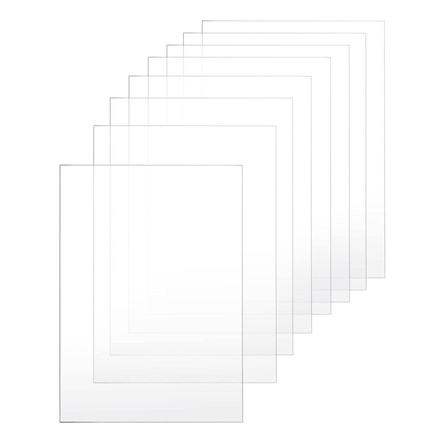 198258 - QWORK® - Fletë Akrilike Transparente A4, Set Prej 8 Copë, Pllakë Pleksiglasi, 297mm x 210mm, Për Korniza Fotografish, Projekte Ekspozimi, Pikturë