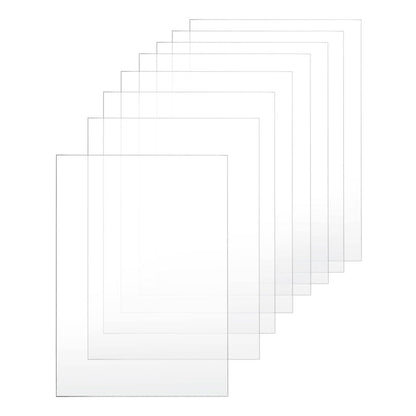 198258 - QWORK® - Fletë Akrilike Transparente A4, Set Prej 8 Copë, Pllakë Pleksiglasi, 297mm x 210mm, Për Korniza Fotografish, Projekte Ekspozimi, Pikturë