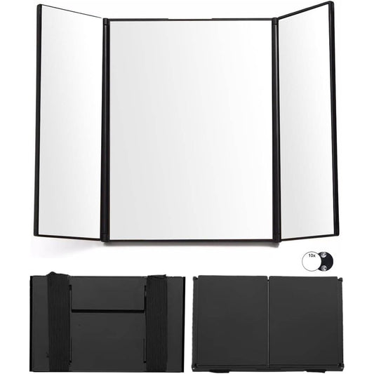 136249 - XESPIS Pasqyrë 360 Gradë, Pasqyrë Grimi me 3 Kahje dhe Anësh, Ekipuar me Grepa, Lartësia e Rregullueshme, Funksion Portativ për Grim dhe Stilim, Modeli i Pasqyrës me Rruajtje