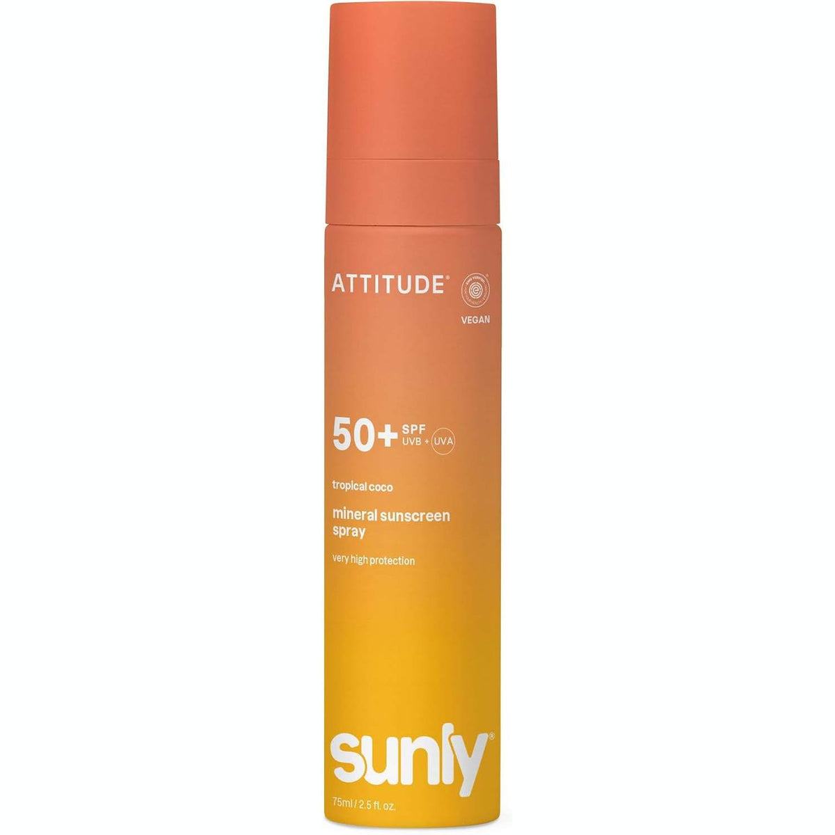 306129 - ATTITUDE Krem dielli mineral ultra i lehtë SPF 50, spektër i gjerë me oksid zinku, i verifikuar nga EWG, jo-nano, rezistent ndaj ujit, për fytyrën dhe trupin, vegan, me aromë kokosi tropikal, 80 g