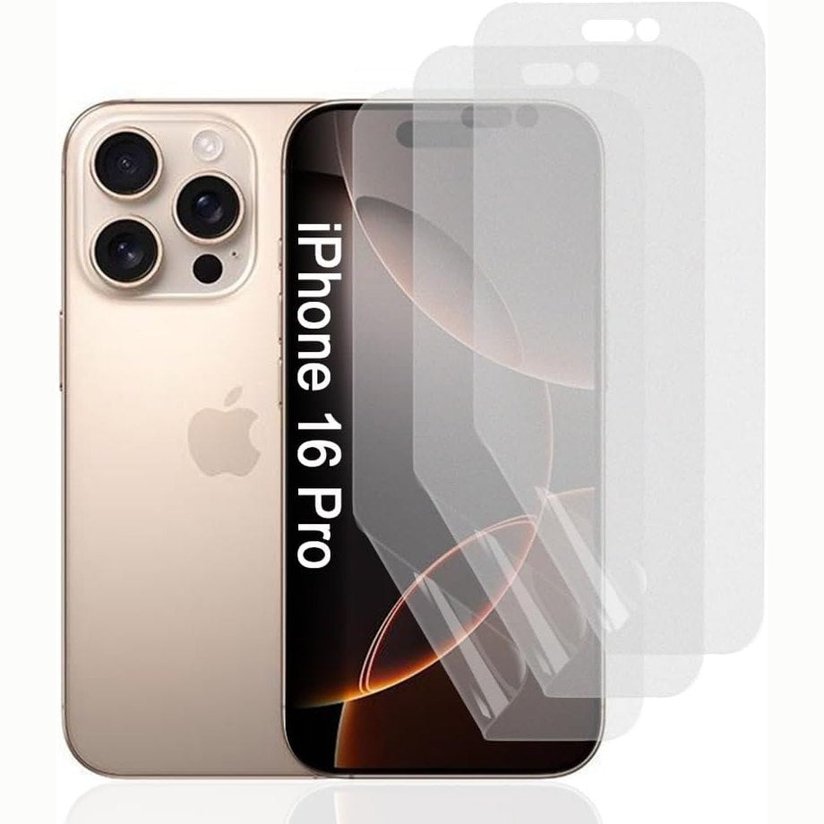 267234 - HHFCRYST Mbrojtës ekrani Hidrogel Mat për iPhone 16 Pro, pako me 3 pjesë, Fletë mbrojtëse TPU kundër gërvishtjeve