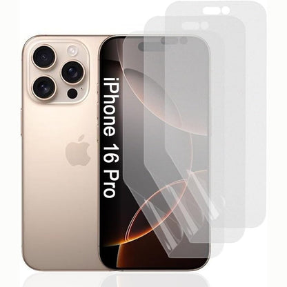 267234 - HHFCRYST Mbrojtës ekrani Hidrogel Mat për iPhone 16 Pro, pako me 3 pjesë, Fletë mbrojtëse TPU kundër gërvishtjeve