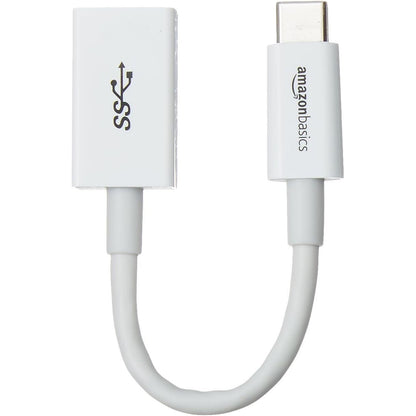 267376 - AMAZON BASICS Konvertues Kabllosh Adaptor USB-C në USB-A 3.1 Gen1, Shpejtësi e Lartë 5 Gbps, i Certifikuar USB-IF, për Laptopë, Tableta, Telefona (iPhone 16/15), i Bardhë