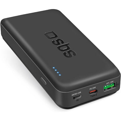 305311 - SBS PowerBank 20K i Shpejtë, 20,000 mAh, Karikim i Shpejtë 20 W, USB-C, USB-A, për iPhone, iPad, Samsung