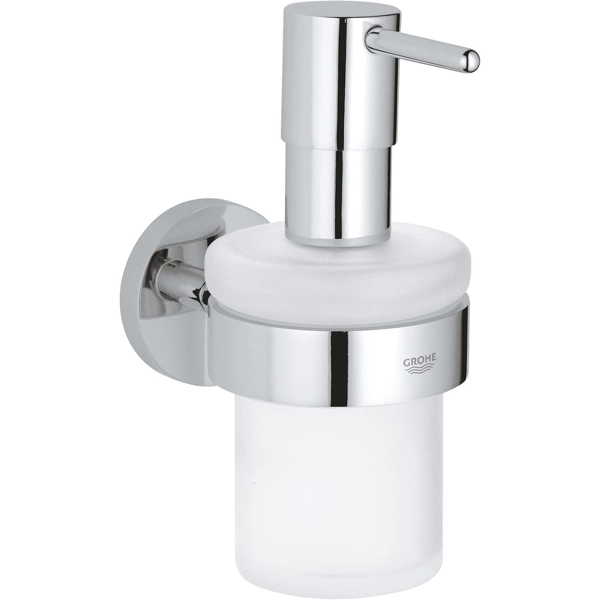 312780 - GROHE Start shpërndarës sapuni ngjitës për banjo, kapaciteti: 160 ml, me mbajtëse, montim i fshehur, duke përfshirë vida dhe tapa muri, ngjitësi shitet veçmas, i rrumbullakët, krom, 41195000