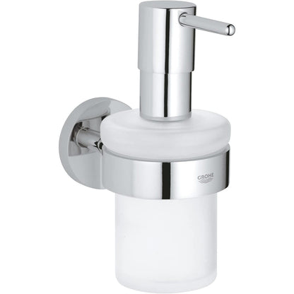 312781 - GROHE Start shpërndarës sapuni ngjitës për banjo, kapaciteti: 160 ml, me mbajtëse, montim i fshehur, duke përfshirë vida dhe tapa muri, ngjitësi shitet veçmas, i rrumbullakët, krom, 41195000