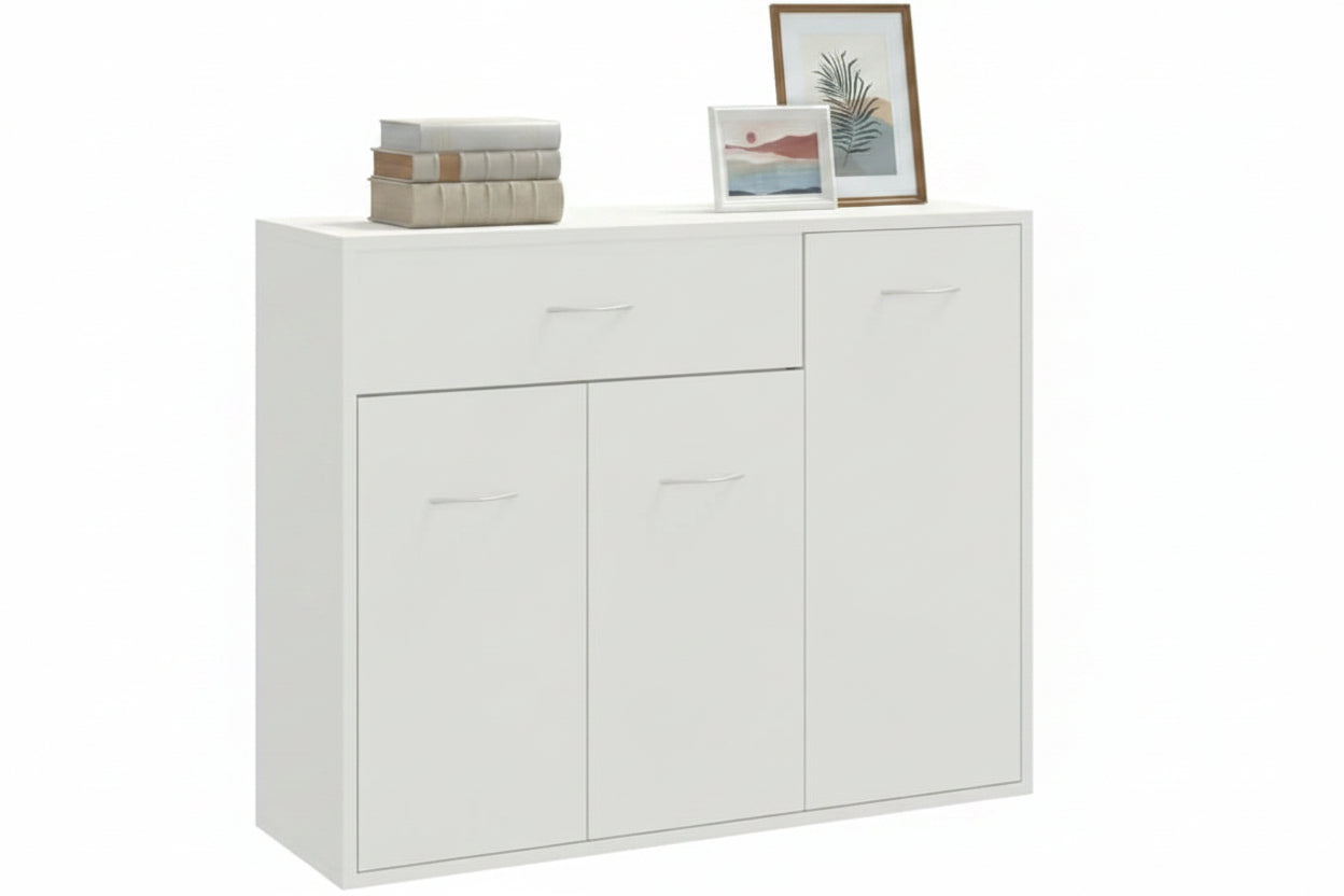 265481 - vidaXL Sideboard i Bardhë me 3 Dyer dhe 1 Sirtar për Kuzhinë dhe Sallon