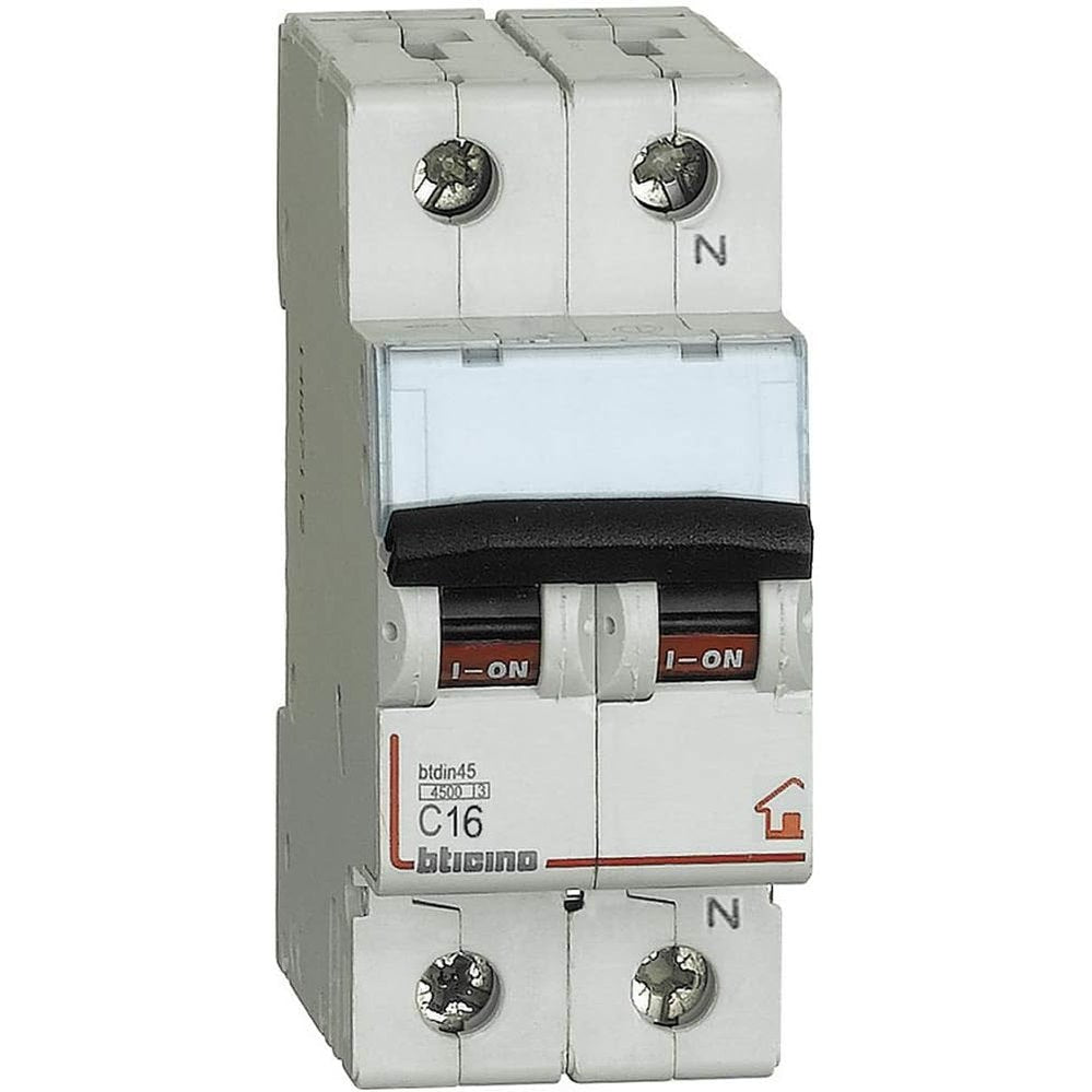 322654 - BTICINO Ndërprerës Magnetotermal SFC810NC16, për mbrojtje nga qarqet e shkurtra dhe mbingarkesat, 2 Module DIN