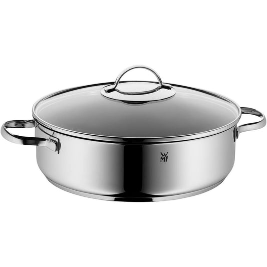 250222 - WMF Tigan për zierje 28 cm, tenxhere 5l me kapak, i pajtueshëm me induksion, çelik inox Cromargan, shtresë jo ngjitëse, i sigurt për furrën