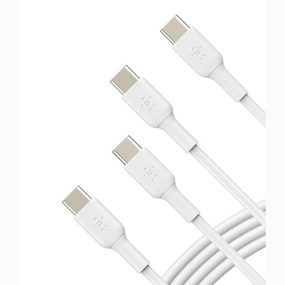 273808 - BELKIN Kabllo BoostCharge USB-C në USB-C, 1 m, 2 copë, e bardhë, për karikim të shpejtë për iPhone 16, iPhone 15, Galaxy S24, S23, Google Pixel, iPad, MacBook, Nintendo Switch