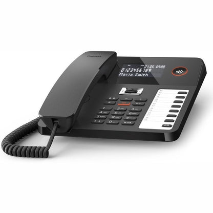 273003 - Gigaset Desk 800A - Telefon me kabllo dhe sekretari sekretarie - ekran LCD me tre rreshta - tast navigimi me 5 drejtime - funksion pa duar - DTMF ose thirrje me puls, i zi [version gjerman]