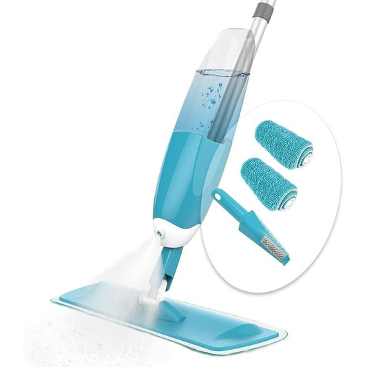 137287 - VOUNOT® Mopë me Spërkatje, Pastrues Dyshemeje me Lecka Mikrofibre, Kapacitet 650 ml, Kompletohet me 2 Lecka të Zëvendësueshme dhe 1 Furçë, Blu