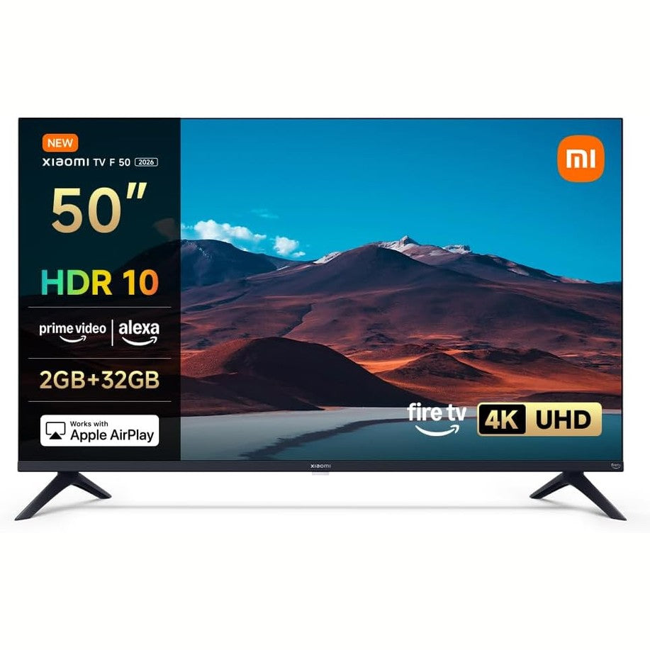 295010 - XIAOMI TV F 50, 50 inç (127 cm), 4K UHD, Smart TV, Fire TV, Akordues i trefishtë DVB-C/S/S2/T/T2, HDR10, MEMC, Modaliteti Game Boost 120Hz, Kontroll zanor Alexa, 2GB RAM, 32GB Ruajtje, i pajtueshëm me AirPlay