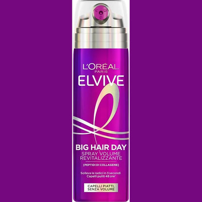 272322 - L'ORÉAL PARIS Elvive Revitalizing Spray, 200 ml, për flokë të hollë, efekt i menjëhershëm vëllimi, me peptide kolagjeni, dispensues me shumë spërkatje
