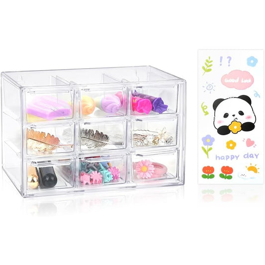 211589 - KUTI RUJTJEJE - Mini Kabinet prej Akriliku me 9 Sirtarë, Organizues Transparent për Artizanat, Kozmetikë, Aksesorë Bizhuterish dhe Artikuj Shkrimesh