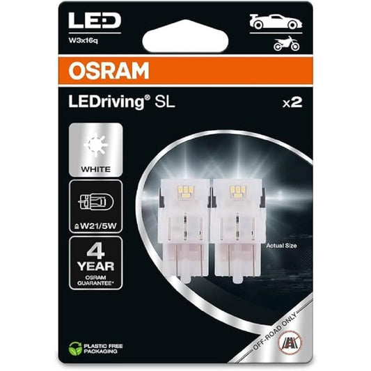 163701 - OSRAM LEDriving SL, W21/5W, Flluskë LED Retrofit e çiftit (2 llamba), në ngjyrë të bardhë 6000K, vetëm për përdorim jashtë rrugës