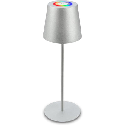 184442 - BRILONER - Llambë Tavoline LED Pa Tel, E Rikarikueshme, me Kontroll me Prekje, me Dritë RGB+W me Ngjyra, e Rregullueshme në Lartësi, për Jashtë, Madhësia 36x10.5cm, Argjendtë