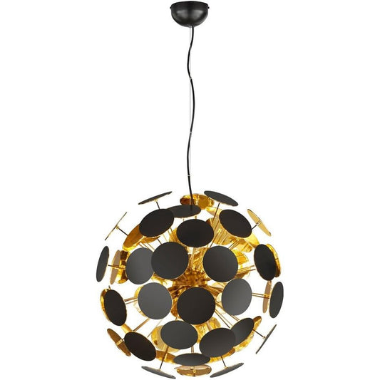 239271 - TRIO LIGHTING Llambë varëse Discalgo 309900632, metal/plastikë e zezë mat/ngjyrë ari, 54 x 54 x 150 cm, përjashton 6 llamba E14