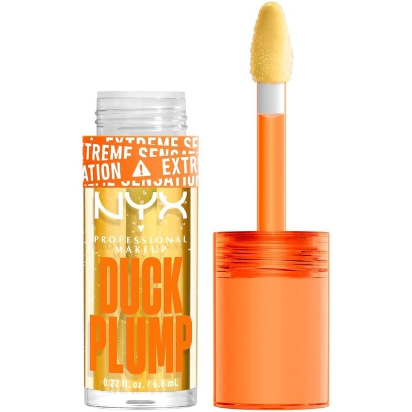 297551 - NYX Professional Makeup Duck Plump Lip Lacquer, ngjyrë intense, shumë i pigmentuar, përfundim ultra me shkëlqim, me vaj xhenxhefili, vegan, nuanca: pikante e qartë