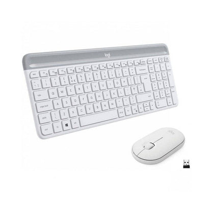 267931 - LOGITECH Set tastiere dhe mausi pa tel MK470 Slim Combo, lidhje 2.4 GHz me marrës nano USB, rreze veprimi 10 m, jetëgjatësi baterie 18-mujore, PC/Laptop, paraqitje QWERTY në spanjisht - e bardhë e zbehtë/e bardhë