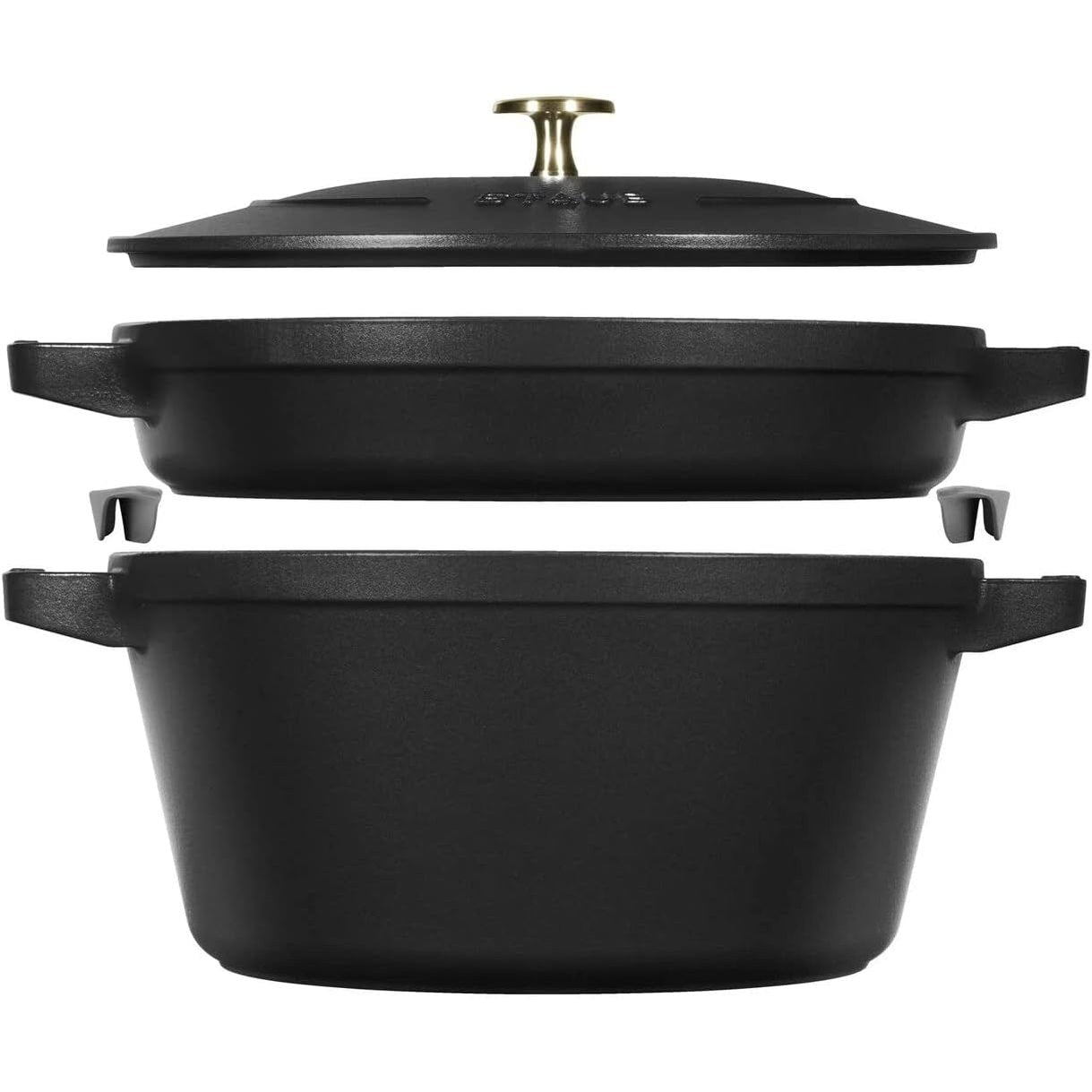 320774 - STAUB Set enësh gatimi La Cocotte, tenxhere e rrumbullakët prej gize të zezë me 2 pjesë