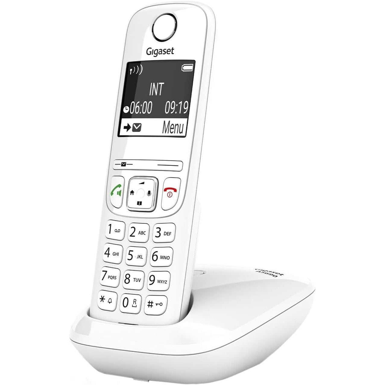 266367 - Gigaset AS690 Telefon DECT pa tel - ekran i madh me kontrast të lartë, cilësi audio e shkëlqyer, funksion pa duar - e bardhë [versioni gjerman]
