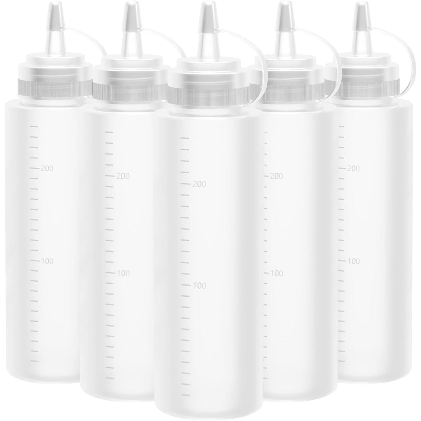 294595 - LESIVEN Shishe Shtrydhëse plastike 250 ml (8 oz), pako me 5 shishe me kapakë, pa BPA, të pa rrjedhshme