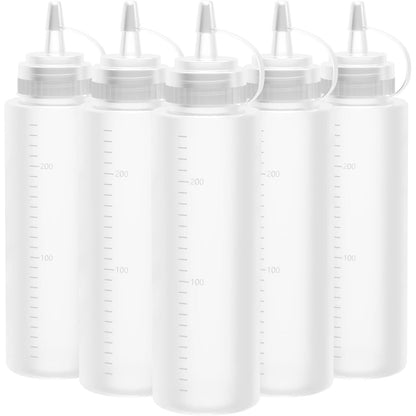 294595 - LESIVEN Shishe Shtrydhëse plastike 250 ml (8 oz), pako me 5 shishe me kapakë, pa BPA, të pa rrjedhshme