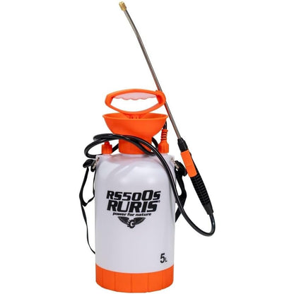 293761 - RURIS Spërkatës manual RS500S – Rezervuar 5L, Lëvizës metalik, Presion 2-3 Bar, Dorezë ergonomike, Valvul sigurie, Portokalli