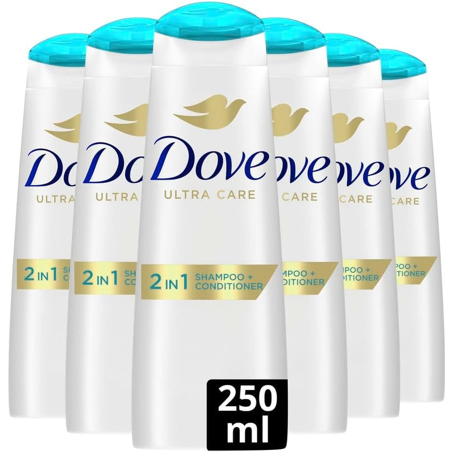300789 - DOVE Shampo për Kujdes të Përditshëm - Teknologji 2-në-1, paketë me 6 x 250 ml