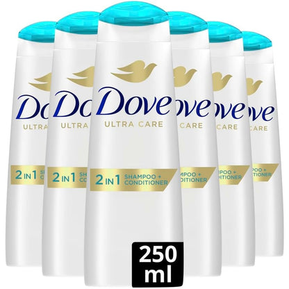 300789 - DOVE Shampo për Kujdes të Përditshëm - Teknologji 2-në-1, paketë me 6 x 250 ml
