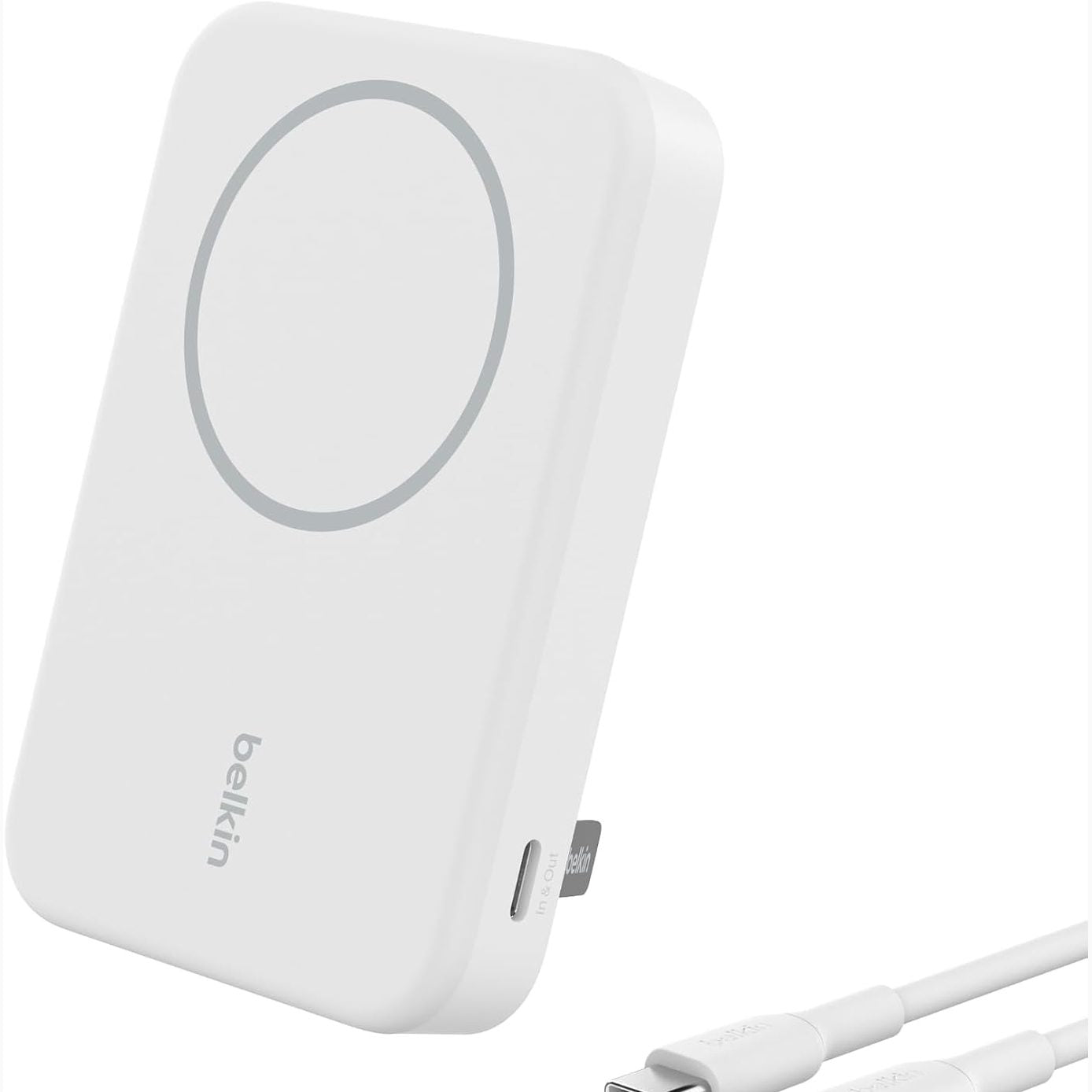 319492 - BELKIN Bankë energjie BoostCharge Pro Wireless 8000mAh me Qi2, karikues portativ i pajtueshëm me MagSafe + mbështetëse e palosshme - e bardhë
