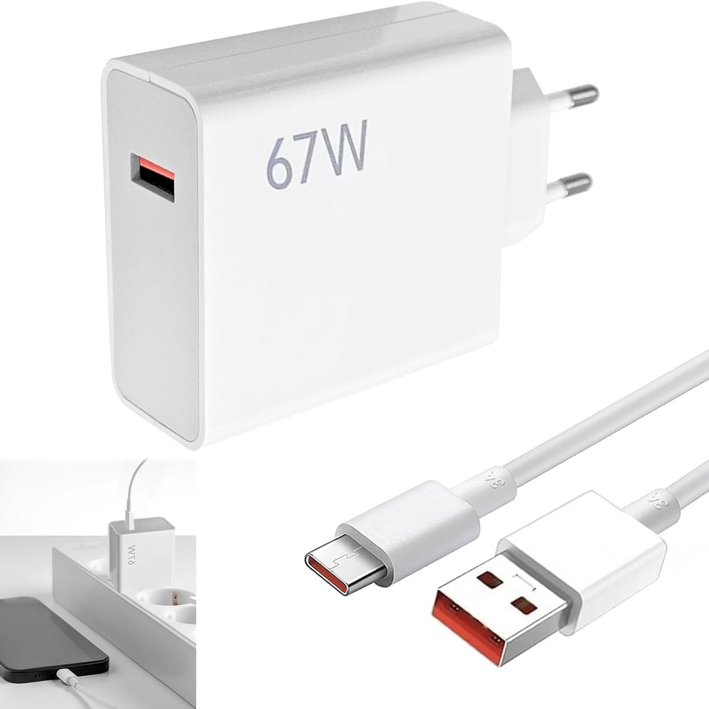 269596 - Karikues i shpejtë 67W me kabllo USB-C 1m, i pajtueshëm me Mi 14/13T/13/13 Pro/12/11/10 Note 13/12/11/10/9 Poco F5/F5 Pro/X4/X5