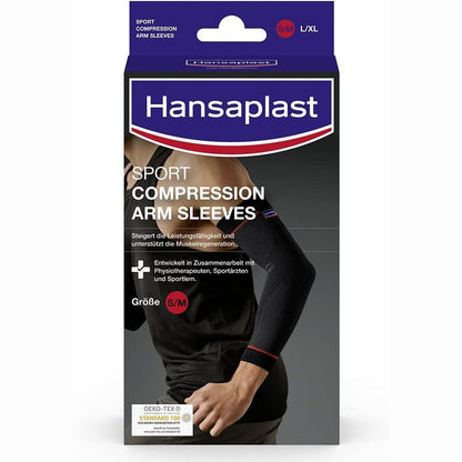 297262 - HANSPLAST Mëngë për krahë Sport Compression Wear, 1 palë, madhësia S/M, mbështetje për muskujt dhe bërrylin