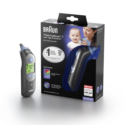 289616 - BRAUN THERMOSCAN 7 TERMOMETËR VESH, TEKNOLOGJIA E SAKTËSISË SË MOSHËS, EKRAN DIXHITAL ME KODIM NGJYRASH, I PËRSHTATSHËM PËR FOSHNJAT DHE FËMIJËT E VEGJËL