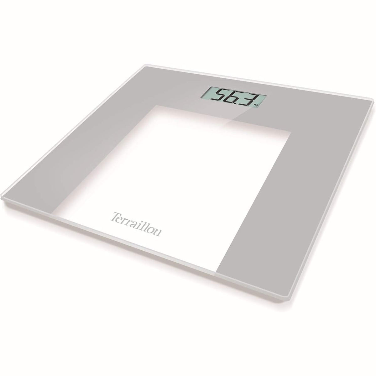 301017 - TERRAILLON TP1000 - Peshore elektronike banjoje, 30cm x 30cm, Kapacitet 150kg, Rritje 100g, Qelq
