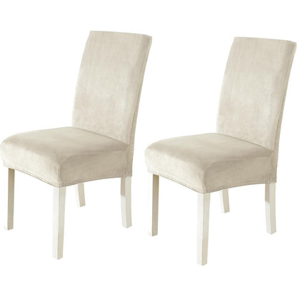 206534 - CYCMACO Seti 2-Pjesësh i Mbulesave prej Kadifeje për Karrige Ngrenie, Mbulesë Universale Elastike, e Trashë, Mbronjtëse, e Përshtatshme për Hotele, Restorante, Bankete dhe Kuzhina, Ngjyra Bezhë