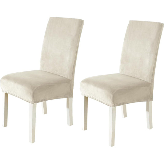 206534 - CYCMACO Seti 2-Pjesësh i Mbulesave prej Kadifeje për Karrige Ngrenie, Mbulesë Universale Elastike, e Trashë, Mbronjtëse, e Përshtatshme për Hotele, Restorante, Bankete dhe Kuzhina, Ngjyra Bezhë