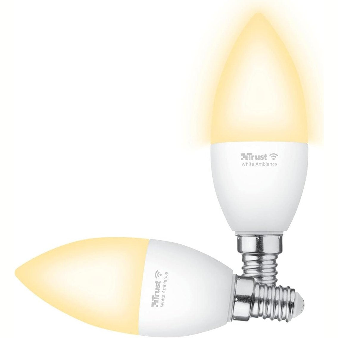 214839 - Llampa inteligjente Trust WIFI E14, e pajtueshme me Alexa dhe Google Home, Llampa LED E14 me errësim, nuk kërkon qendër, Llampa LED 2.4GHz, Llampa WiFi, Dritë e bardhë e ngrohtë deri në të ftohtë - Pako me 2 copë