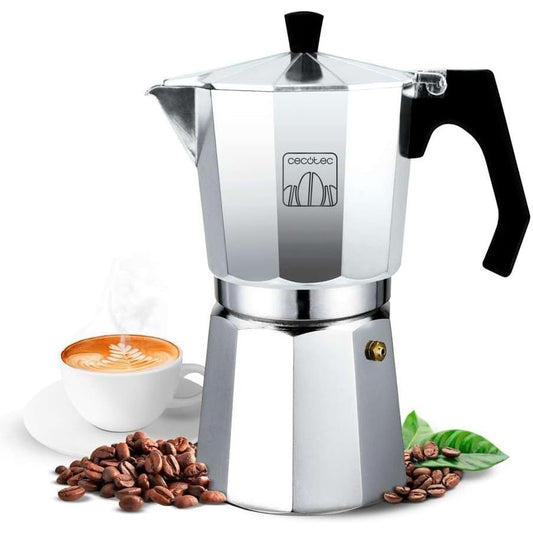 211160 - CECOTEC Mokclassic 300 - Makinë Kafeje Italiane, Alumini, 3 Filxhanë, Mundësi Përdorimi në Soba Gaz, Elektrike dhe Qeramike, Guarnicion Silikoni, Dorezë Ergonomike Rezistente Nxehtësie, Filtër dhe Valvulë Çeliku Inox.