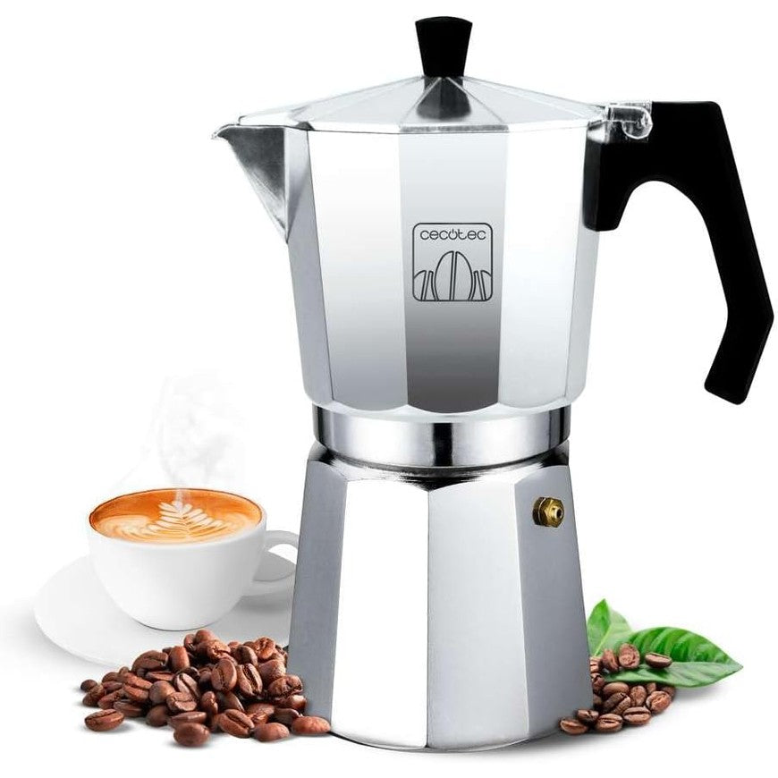 223303 - CECOTEC Makinë Kafeje Mokclassic 1200, Alumini, Kapacitet 12 Filxhanësh, Guarnicion Silikoni, Dorezë Ergonomike, Filtër dhe Valvul Çeliku Inox