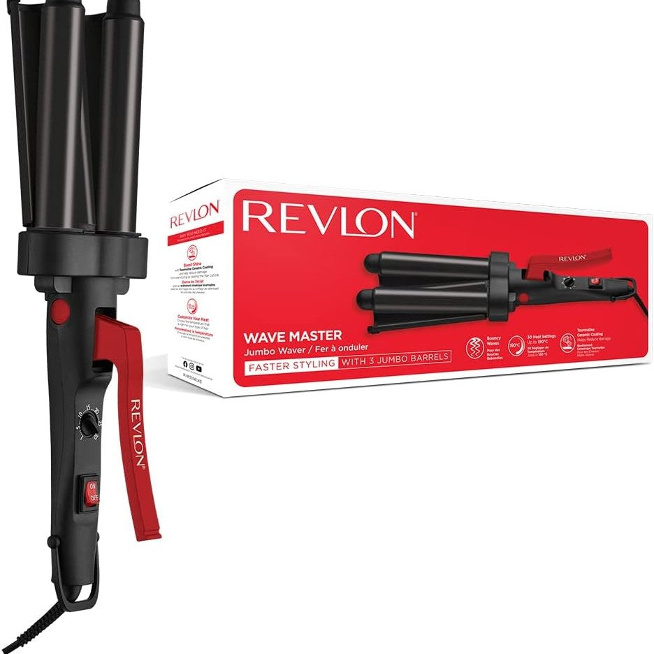 275198 - REVLON Wave Master Jumbo Waver, tre boshte të mëdha, veshje qeramike me turmalinë, 30 cilësime nxehtësie deri në 190 °C, RVIR3056UKE