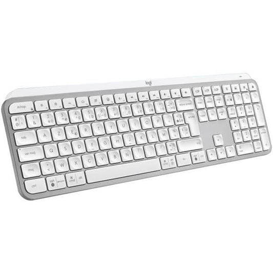 309583 - LOGITECH Tastierë e rikarikueshme pa tel USB-C MX Keys S, ndriçim nga prapa, Bluetooth, ergonomike, programueshme, për Windows, Linux, Chrome, Mac, francez AZERTY - gri e zbehtë