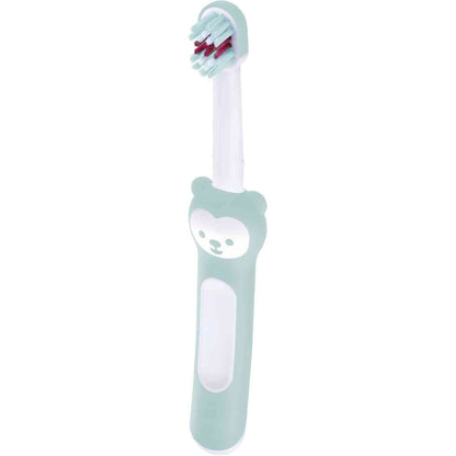 275973 - MAM Furçë dhëmbësh Baby's Brush, furçë për fëmijë me dorezë të shkurtër, për pastrim të butë të dhëmbëve, për fëmijë nga 6+ muaj, ngjyrë turkeze